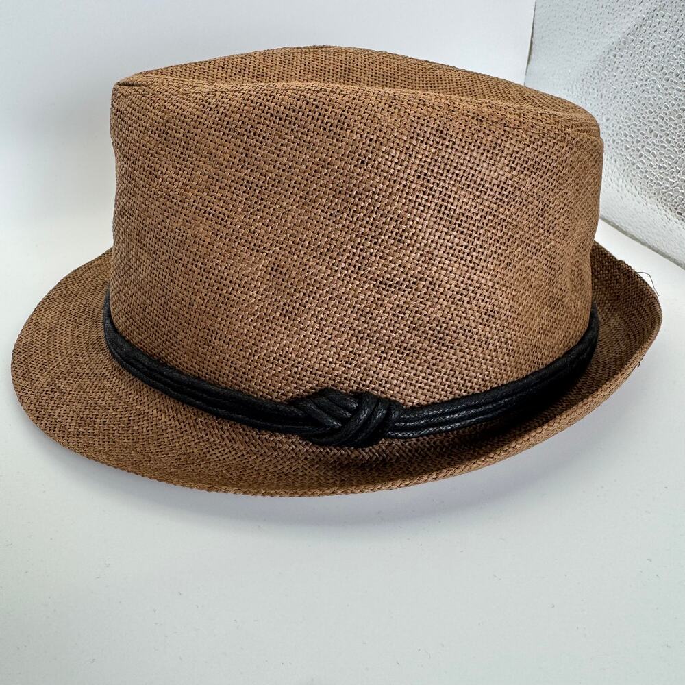 Levi's Woven Fedora Hat Braided Band Brown Sun Travel Vacation L XL - Picture 2 of 7